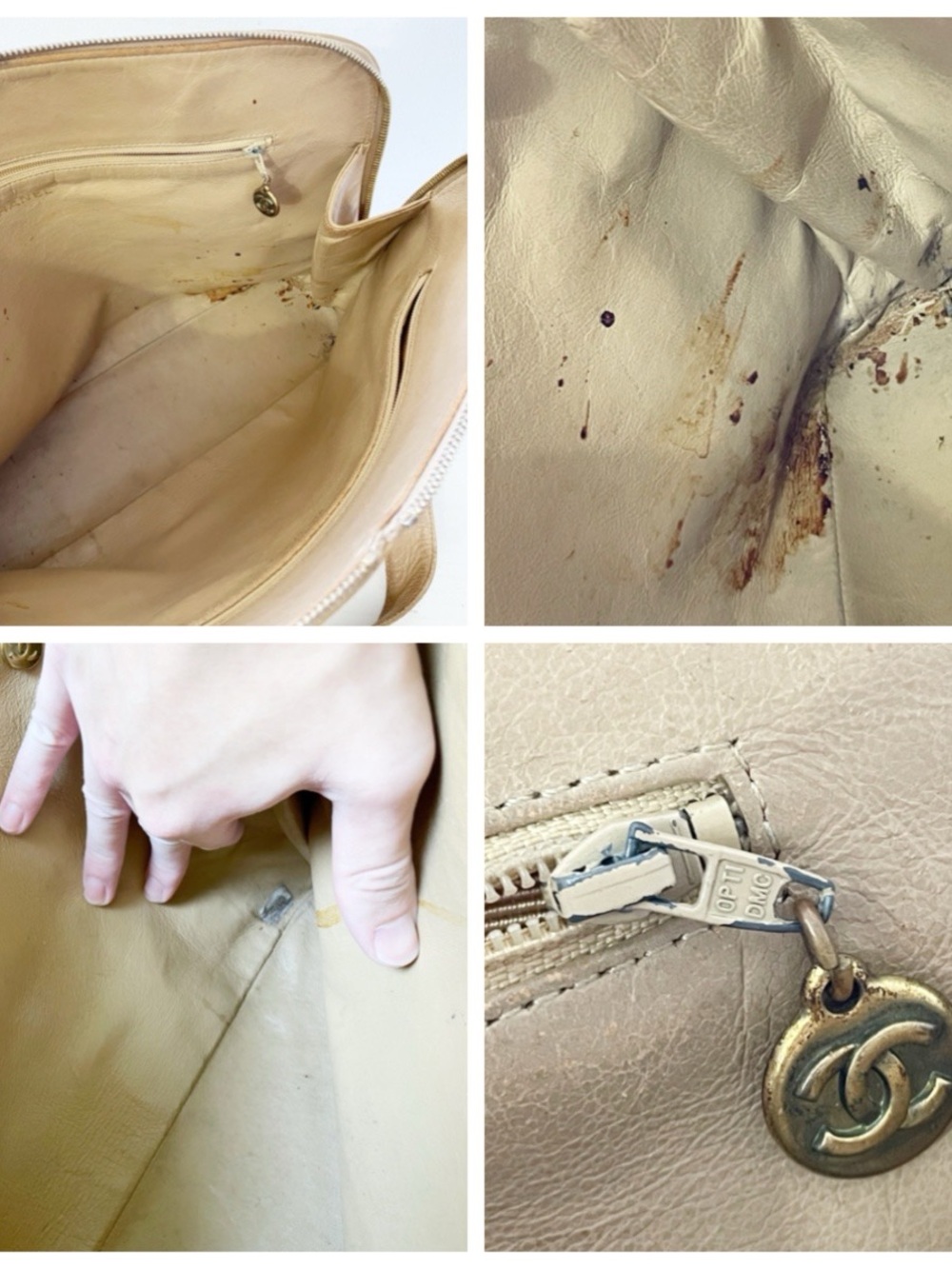 Chanel beige leather vintage for restoration AS IS - Picture 8 of 16